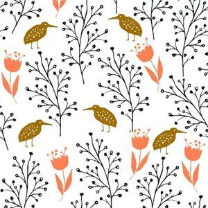 Vintage Floral Peel and Stick Wallpaper – Removable Flower & Bird Design